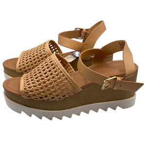 New Universal Thread Women's Alba Tan Memory Foam Open Toe Platform Sandals 8
